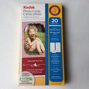 Kodak Photo Cards Glossy Paper Ink Jet Print Invitation Christmas Card 20 in Box
